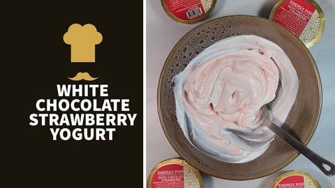 White Chocolate Strawberry Yogurt, Sugar-free, Keto & High Protein, Energy Pod Recipe